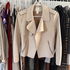 H&M Cream Suede-Look Cropped Jacket